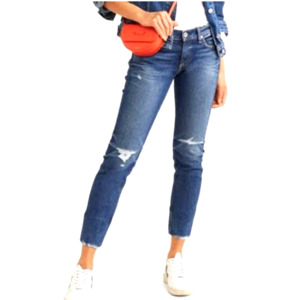 Rag & Bone DRE Capri Women's Jeans Lucky Wash Distressed Paint 5 Pocket Sz. 24